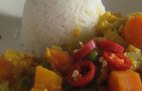 Ryż z warzywami i curry