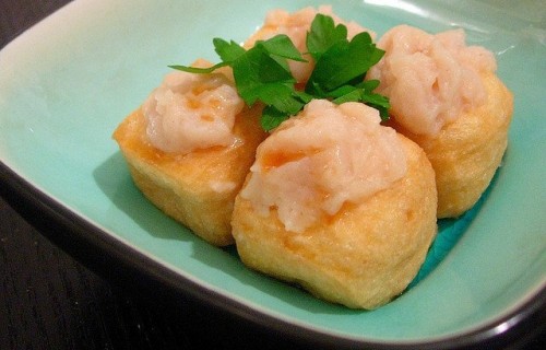 Tofu smażone z serem i łososiem