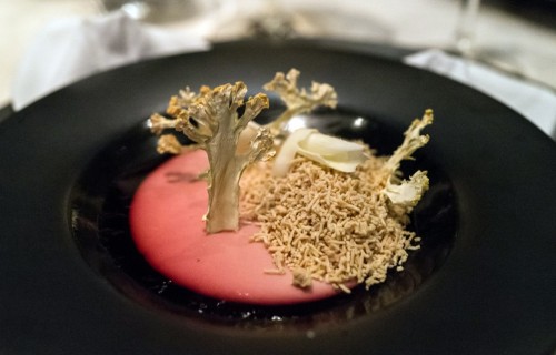 Kalafior z foie gras w zalewie truskawkowej
