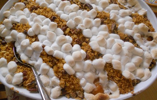 Zapiekanka batatowa z musli i marshmallows